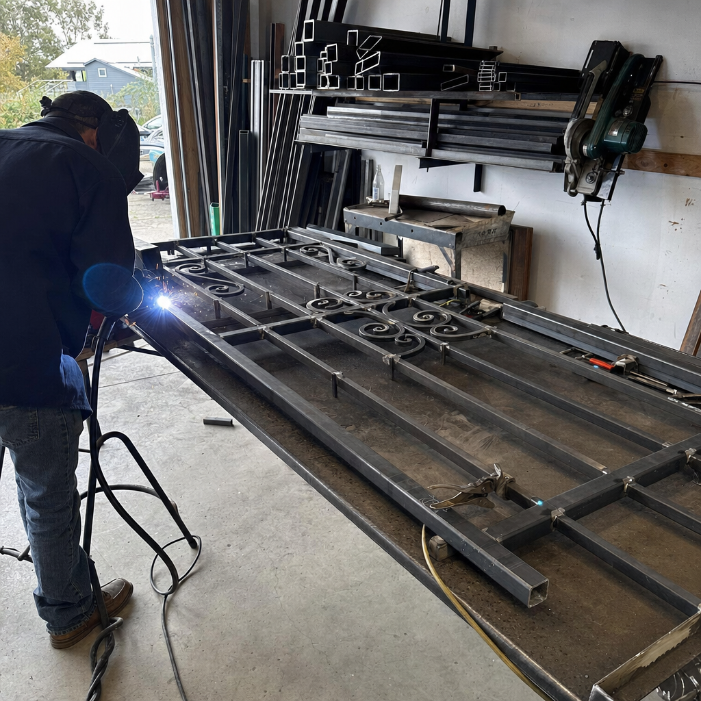 Professional welder performing gate parts fabrication and metal welding in Sacramento, CA